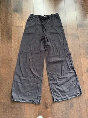 H&M Wide Leg Drawstring Lounge Pants - Black